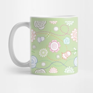 Green Country Flower Pattern Mug